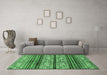 Machine Washable Abstract Emerald Green Modern Area Rugs in a Living Room,, wshabs558emgrn