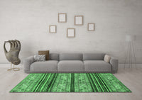 Machine Washable Abstract Emerald Green Modern Rug, wshabs558emgrn