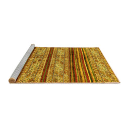 Sideview of Machine Washable Abstract Yellow Modern Rug, wshabs558yw