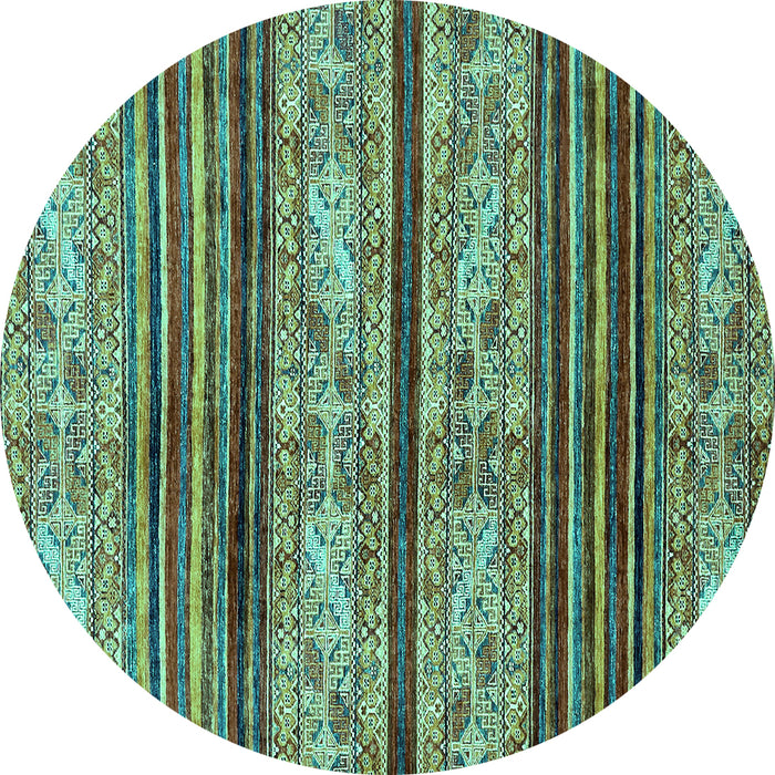 Round Abstract Turquoise Modern Rug, abs558turq
