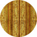 Round Abstract Yellow Modern Rug, abs558yw