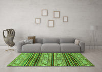 Machine Washable Abstract Green Modern Rug, wshabs558grn