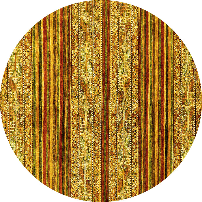Round Machine Washable Abstract Yellow Modern Rug, wshabs558yw