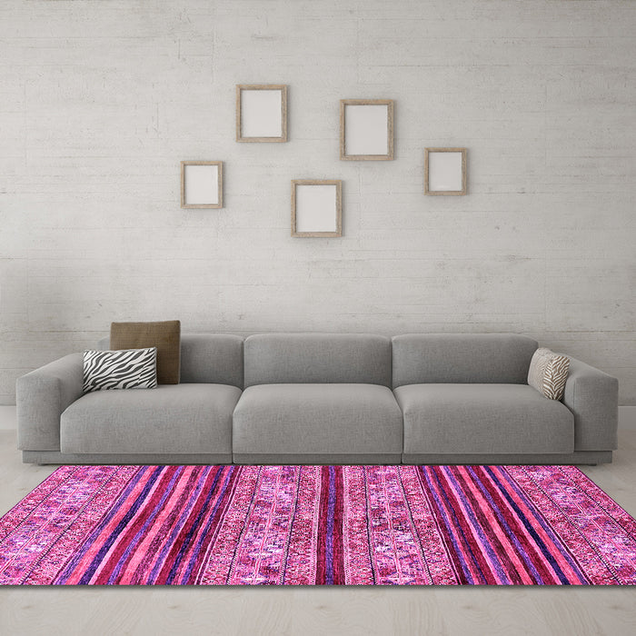 Machine Washable Abstract Pink Modern Rug in a Living Room, wshabs558pnk