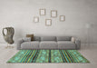 Machine Washable Abstract Turquoise Modern Area Rugs in a Living Room,, wshabs558turq