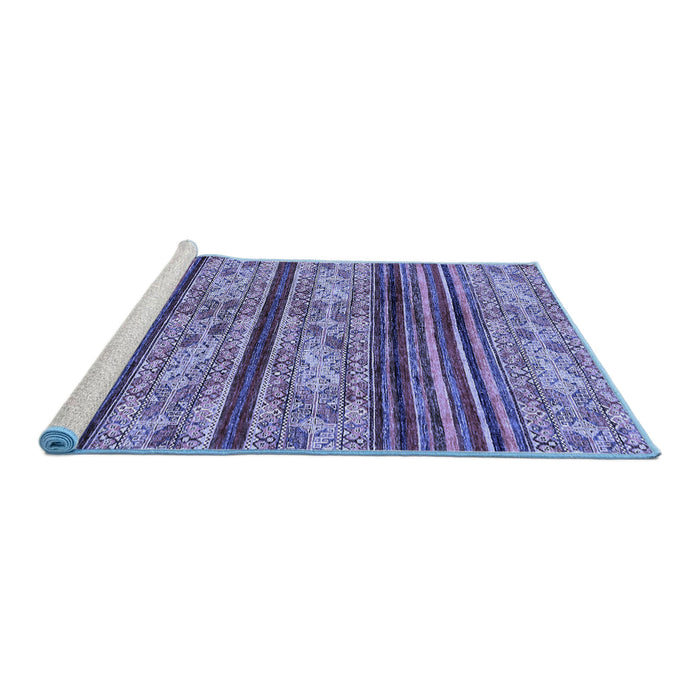 Sideview of Machine Washable Abstract Blue Modern Rug, wshabs558blu