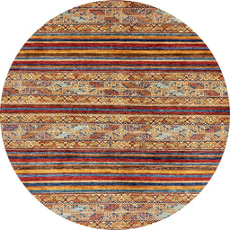 Round Machine Washable Abstract Brown Red Rug, wshabs558