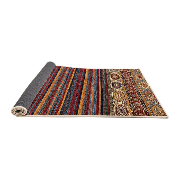 Sideview of Abstract Saffron Red Modern Rug, abs559