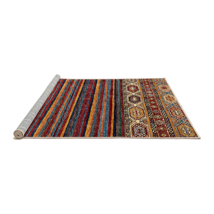 Sideview of Machine Washable Abstract Saffron Red Rug, wshabs559