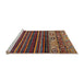 Sideview of Machine Washable Abstract Saffron Red Rug, wshabs559