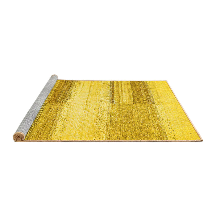 Sideview of Machine Washable Solid Yellow Modern Rug, wshabs5590yw