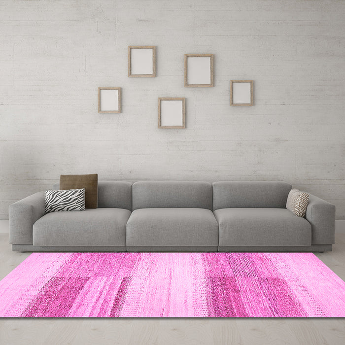 Machine Washable Solid Pink Modern Rug in a Living Room, wshabs5590pnk