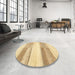 Round Abstract Gold Solid Rug in a Office, abs5590