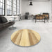 Round Machine Washable Abstract Gold Rug in a Office, wshabs5590