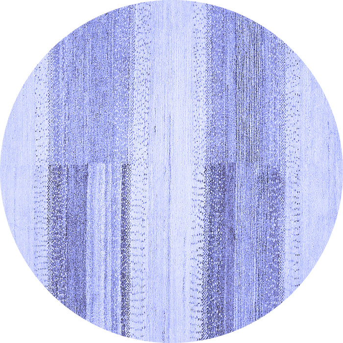 Round Machine Washable Solid Blue Modern Rug, wshabs5590blu