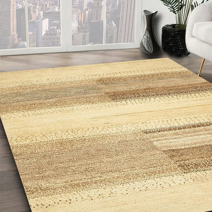 Abstract Gold Solid Rug in Family Room, abs5590
