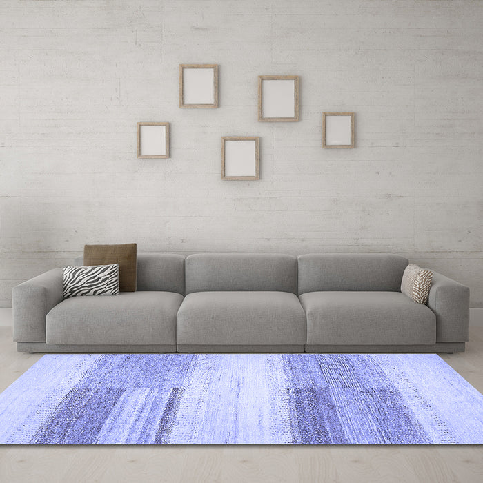 Machine Washable Solid Blue Modern Rug in a Living Room, wshabs5590blu