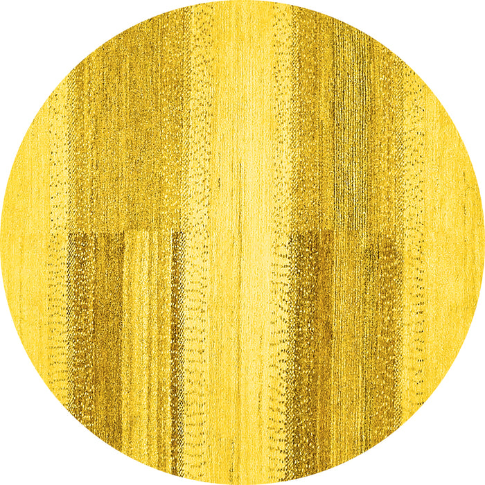 Round Machine Washable Solid Yellow Modern Rug, wshabs5590yw