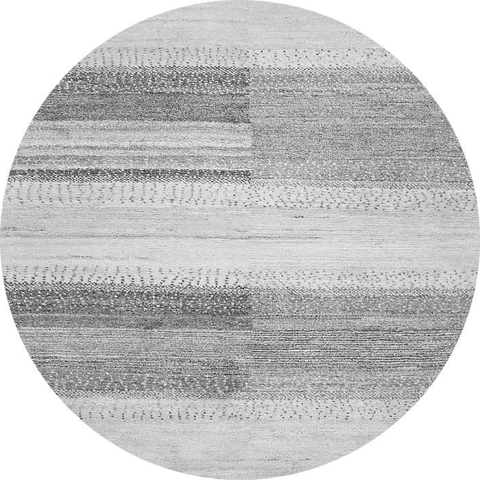 Round Machine Washable Solid Gray Modern Rug, wshabs5590gry