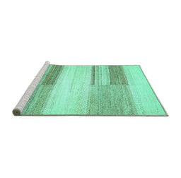 Sideview of Machine Washable Solid Turquoise Modern Area Rugs, wshabs5590turq