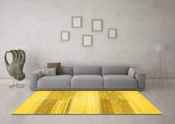 Machine Washable Solid Yellow Modern Rug in a Living Room, wshabs5590yw