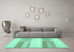 Machine Washable Solid Turquoise Modern Area Rugs in a Living Room,, wshabs5590turq