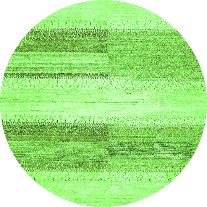 Round Machine Washable Solid Green Modern Area Rugs, wshabs5590grn