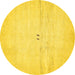 Round Solid Yellow Modern Rug, abs5591yw