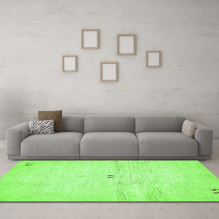 Machine Washable Solid Green Modern Area Rugs in a Living Room,, wshabs5591grn