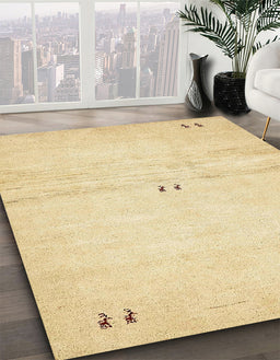 Abstract Sun Yellow Solid Rug in Family Room, abs5591