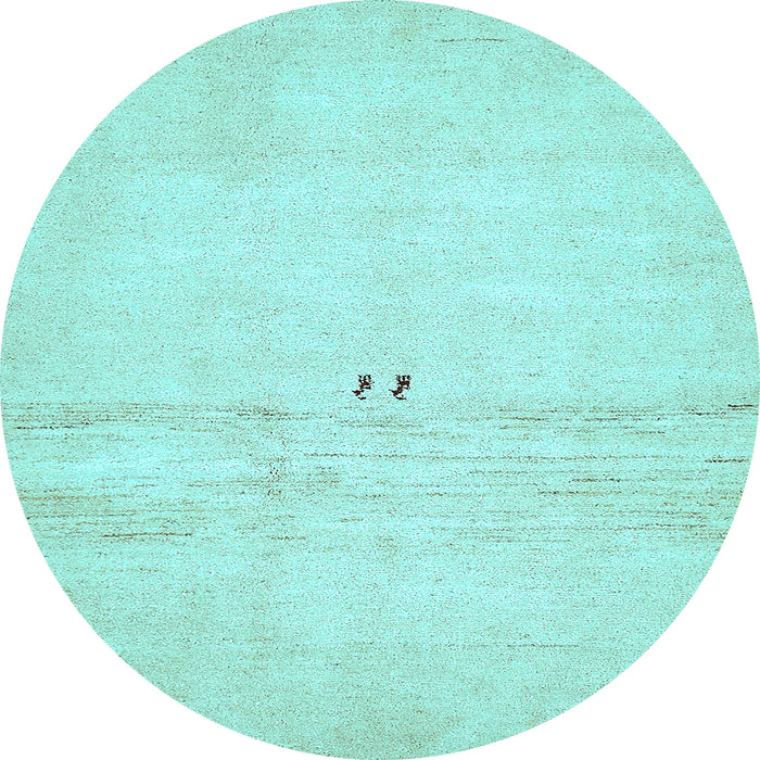 Round Machine Washable Solid Light Blue Modern Rug, wshabs5591lblu