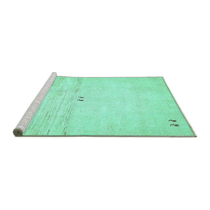 Sideview of Machine Washable Solid Turquoise Modern Area Rugs, wshabs5591turq