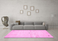 Machine Washable Solid Pink Modern Rug, wshabs5591pnk