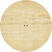 Round Abstract Sun Yellow Solid Rug, abs5591