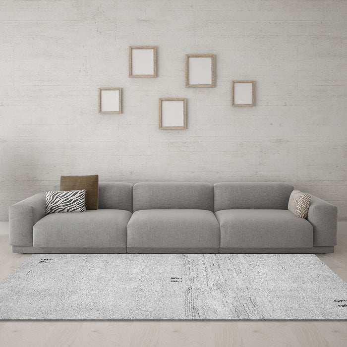 Machine Washable Solid Gray Modern Rug in a Living Room,, wshabs5591gry