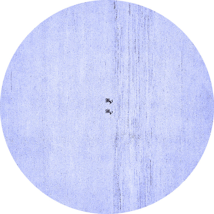 Round Machine Washable Solid Blue Modern Rug, wshabs5591blu