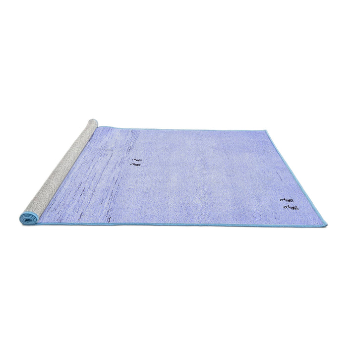 Sideview of Machine Washable Solid Blue Modern Rug, wshabs5591blu