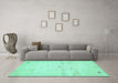 Machine Washable Solid Turquoise Modern Area Rugs in a Living Room,, wshabs5591turq