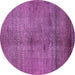 Round Abstract Purple Modern Rug, abs5592pur