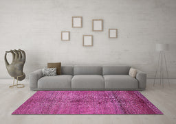 Machine Washable Abstract Pink Modern Rug in a Living Room, wshabs5592pnk