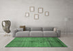 Machine Washable Abstract Emerald Green Modern Area Rugs in a Living Room,, wshabs5592emgrn