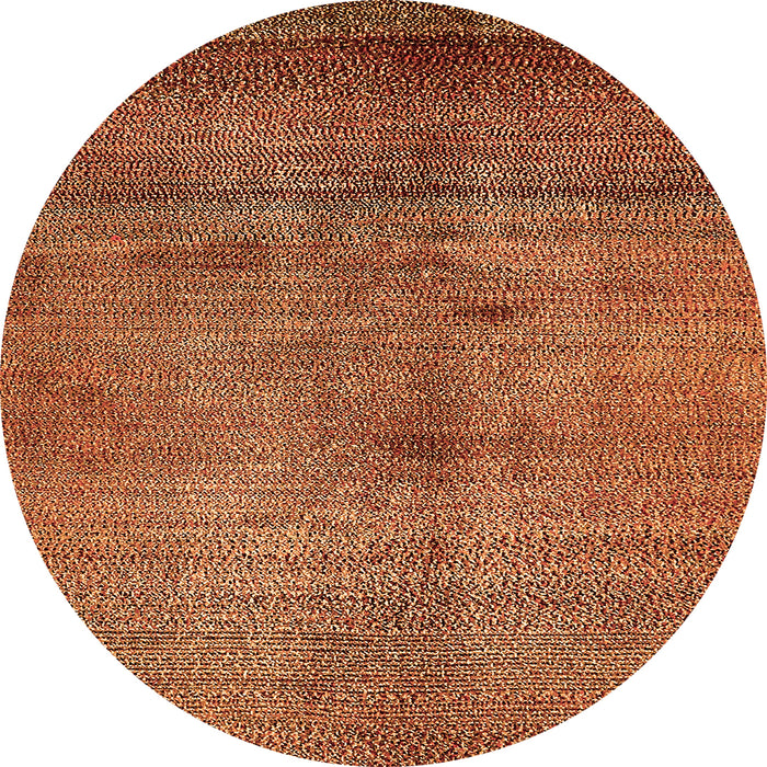 Round Machine Washable Abstract Orange Modern Area Rugs, wshabs5592org