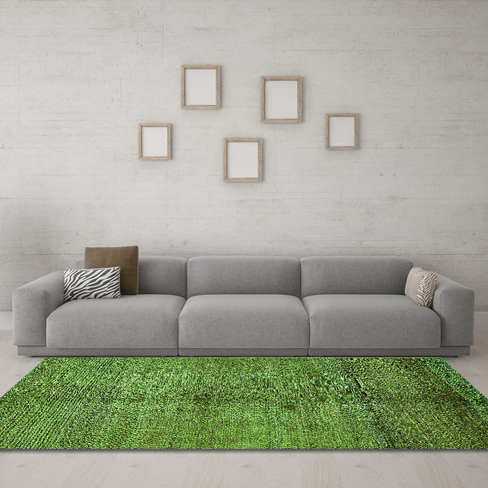 Machine Washable Abstract Green Modern Area Rugs in a Living Room,, wshabs5592grn