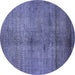 Round Abstract Blue Modern Rug, abs5592blu