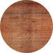 Round Abstract Orange Modern Rug, abs5592org