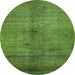 Round Abstract Green Modern Rug, abs5592grn