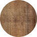 Round Abstract Brown Modern Rug, abs5592brn