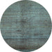 Round Abstract Light Blue Modern Rug, abs5592lblu