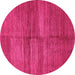 Round Machine Washable Abstract Pink Modern Rug, wshabs5593pnk