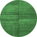 Round Abstract Emerald Green Modern Rug, abs5593emgrn